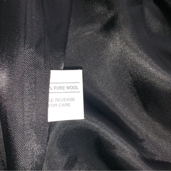 Larry Levine Vintage Black Full Length 100% Wool Collarless Winter Coat Size 16 - Picture 9 of 12